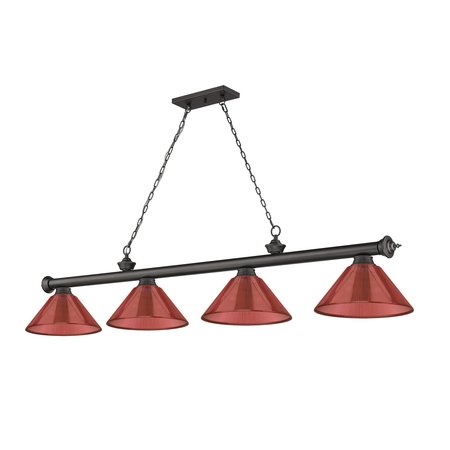 Z-Lite Cordon 4 Light Billiard, Bronze & Red 2306-4BRZ-PRD